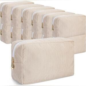NWT Amylove 12 Pcs Large Capacity Corduroy Organizer Storage Makeup Bag